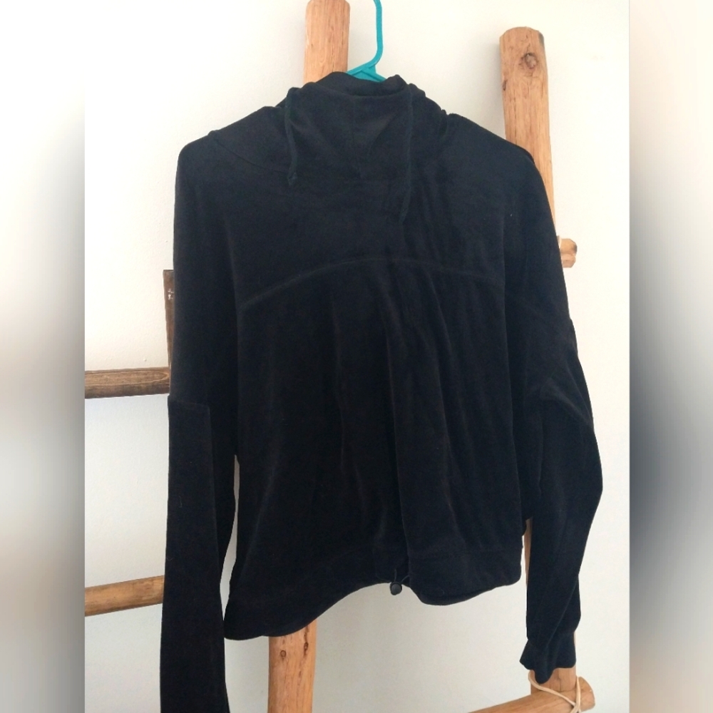 Large Faux velvet cropped active Hoodie